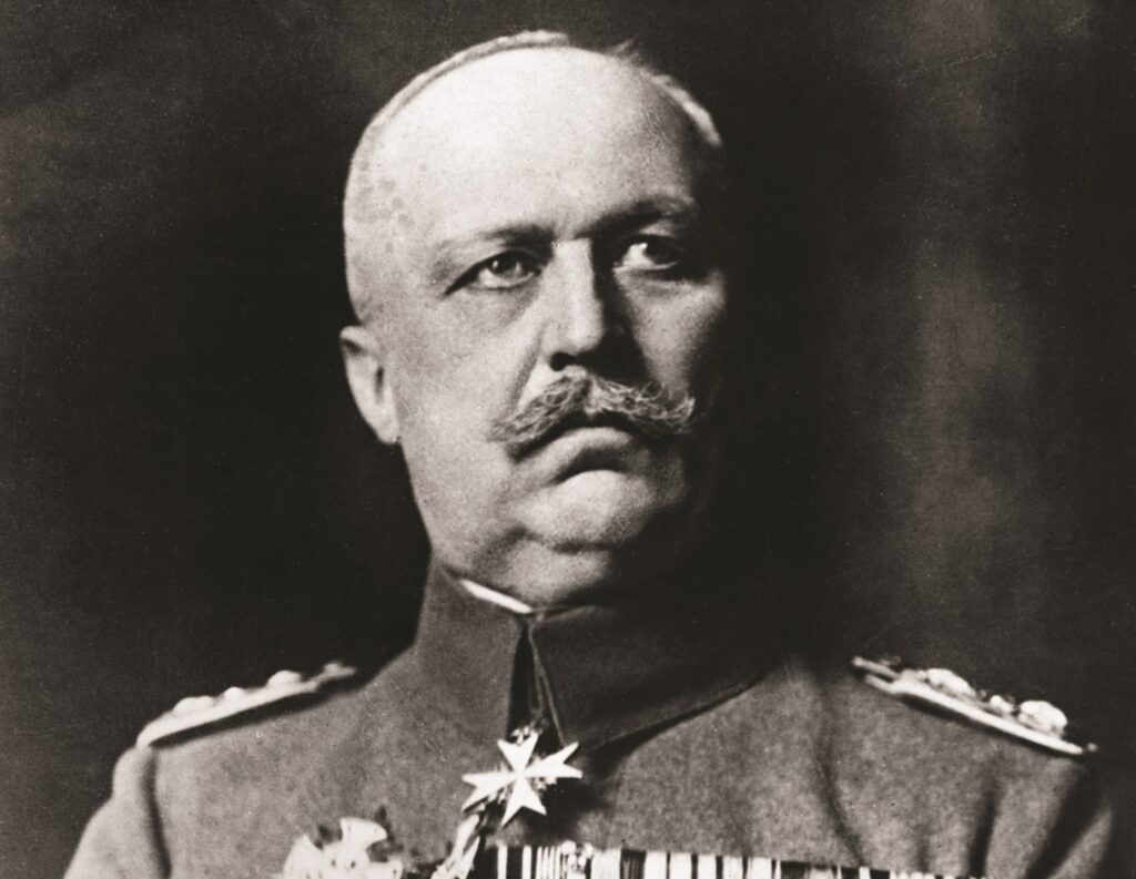 A photograph of General Ludendorff in military dress and wearing his military medals. 