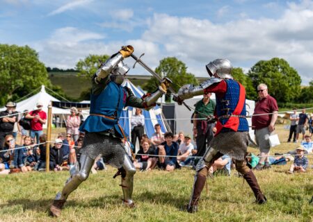 Crowds watch a demonstration at Chalke History Festival. Credit: Martin Cook
